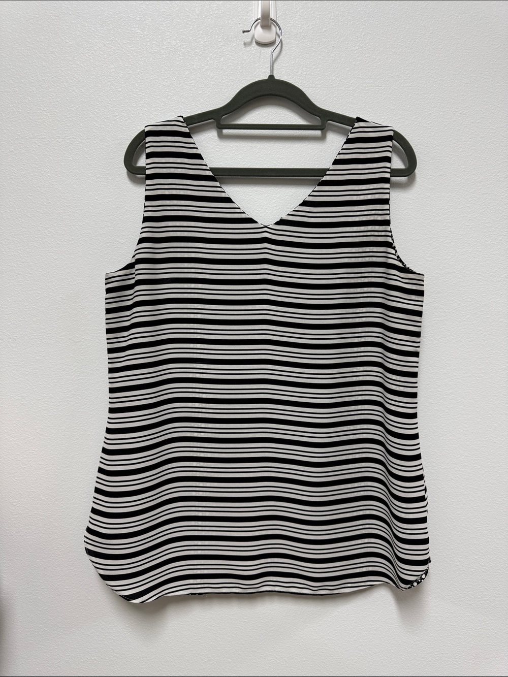 Chico's Reversible Black & White Striped V-Neck Tank